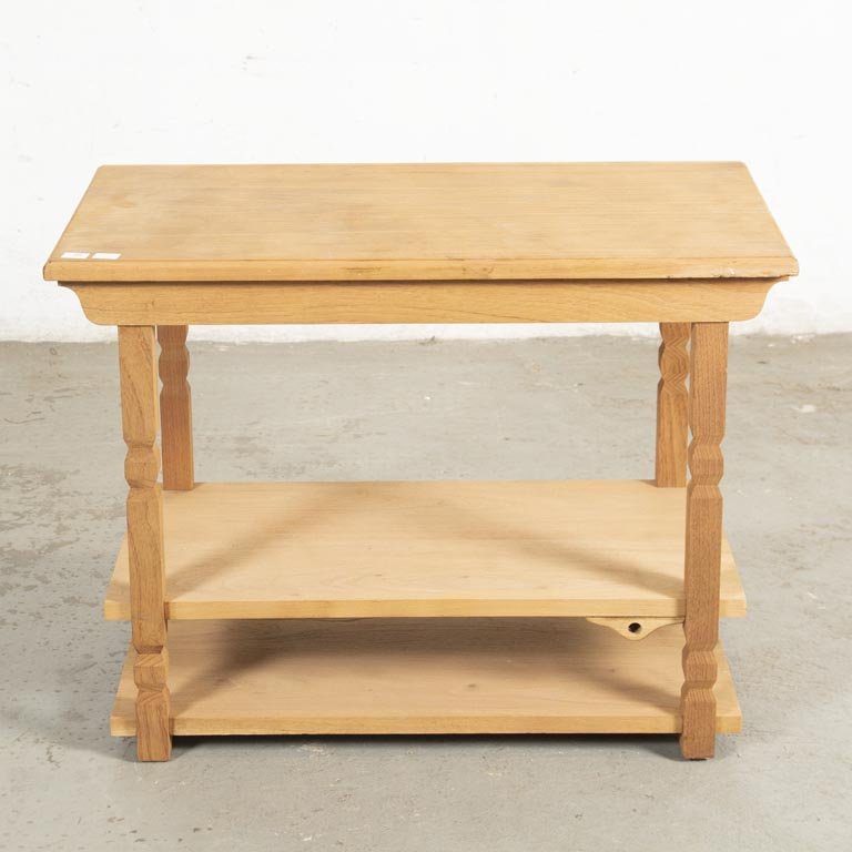 Mesa de Servicio Auxiliar de Madera Clara, Dos Cajones y Tres Niveles