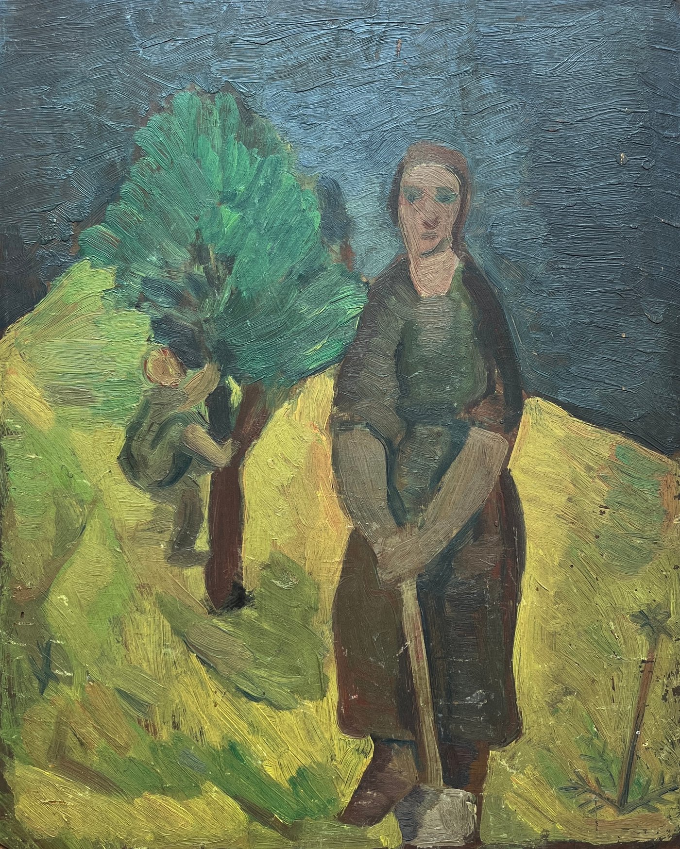 Miguel Angel Pareja "Niño en el árbol" Óleo sobre Fibra 47 x 37 cm