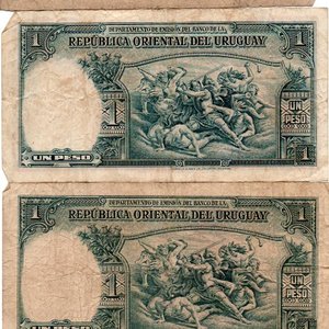 4 Billetes de 1 Peso Uruguayo - Estado Regular - imagen 3