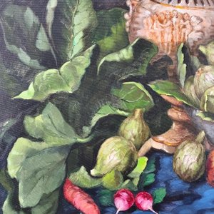 A. Volpe - Naturaleza Muerta con Alcachofas y Pimientos, Óleo sobre Lienzo - imagen 7