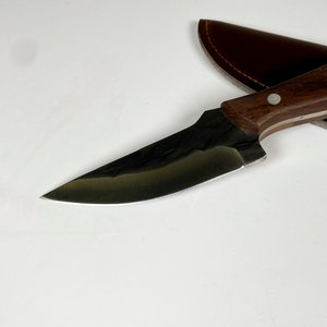 Cuchillo hoja de acero 11 cm, cabo madera con vaina - imagen 3