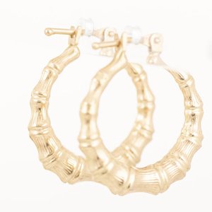 Par de Aros Argolla Oro 18k Diseño Bambú - imagen 3