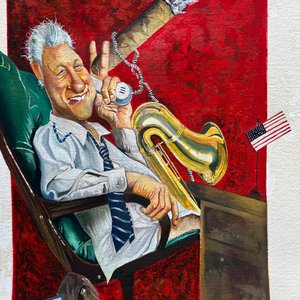 Lote siguiente: Obra de William Ferreira: "Bill Clinton" en Tempera sobre Cartulina