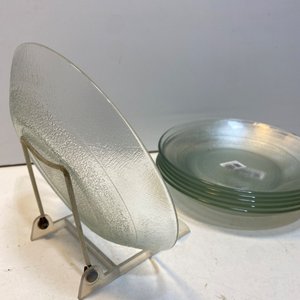 6 Platos Hondos de Vidrio Transparente con Textura - imagen 2