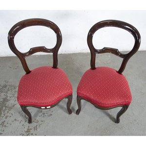 Par de Sillas Victorianas con Tapizado Rojo - imagen 2