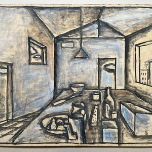 Walter Deliotti "Escena Interior" Óleo sobre Cartón - 38 x 50 cm - imagen 2