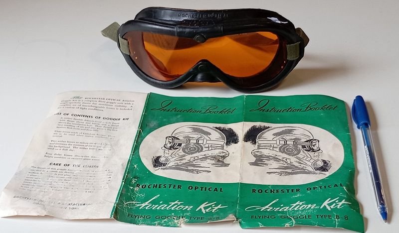 Antiparras de Piloto Americano 2GM Rochester Optical Type B-8 con Manual