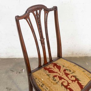 Juego de Silla y Banqueta Estilo Reina Ana Tapizados - imagen 2