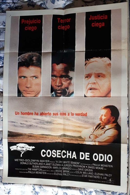 Poster Original "Cosecha de Odio" (A Dry White Season) - Donald Sutherland, Marlon Brando - 1989