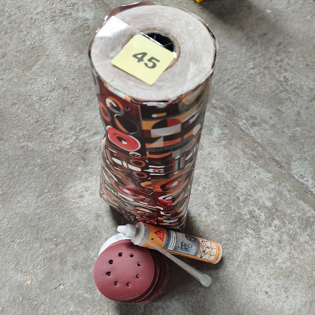 Conjunto de Rollos de Papel Envoltorio, Discos de Lija y Adhesivo Sika