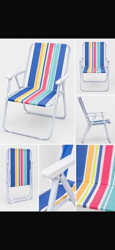 Silla Playera Plegable con Rayas Multicolor