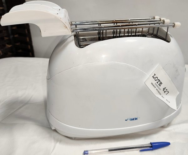 Tostadora Eléctrica Blanca para 2 Panes con Soporte