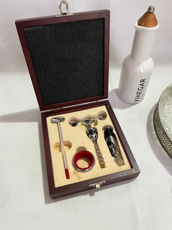 Copetinero de vidrio y Set Vino Sommelier y vinagrera - imagen 2