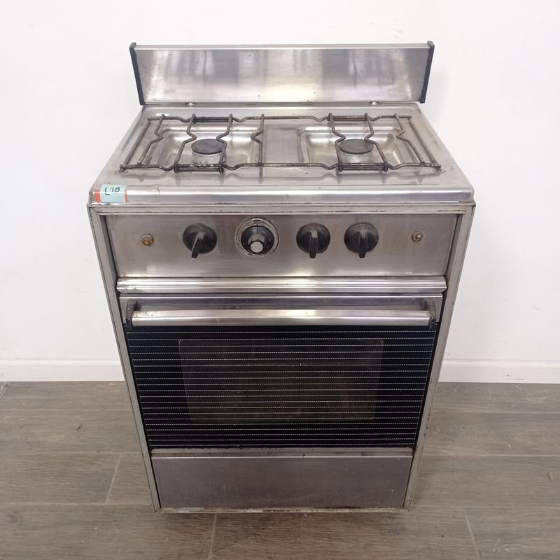 Cocina de 2 hornallas marca 'Delne' en acero inoxidable - imagen 1