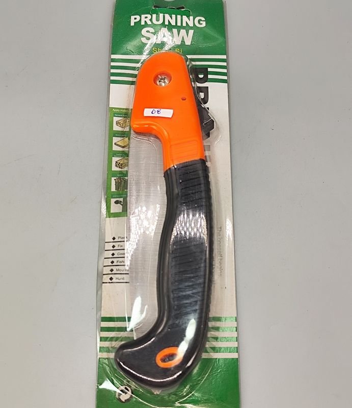 Serrucho de Poda Plegable Tipo Navaja con Mango Naranja y Negro