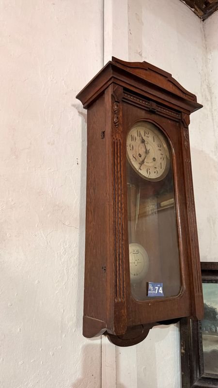 Reloj de pared antiguo en caja de roble - imagen 5