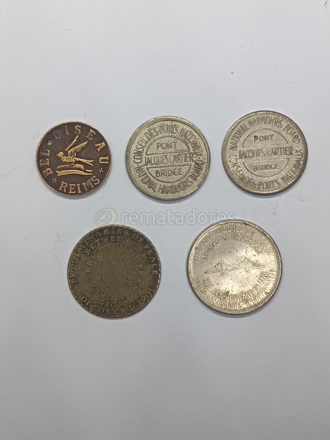 Lote de 5 Medallas y Tokens conmemorativos
