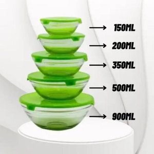 Set de 5 Recipientes de Vidrio con Tapa Verde - imagen 4