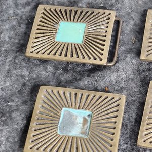 Lote de 7 Hebillas de Bronce con Detalle Turquesa - imagen 4