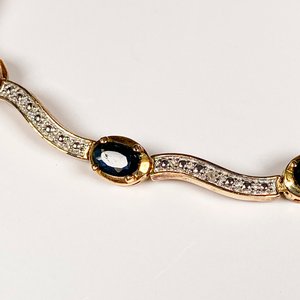 Pulsera de Plata con Baño de Oro, Zafiros y Diamantes - 19 cm - imagen 4