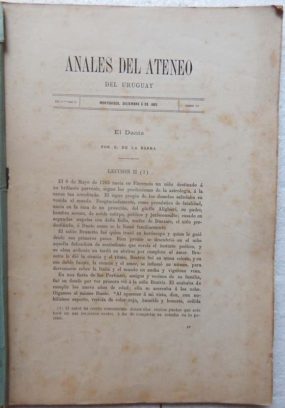 Revista Anales Del Ateneo Del Uruguay. Año II - Tomo III - Diciembre, 5 de 1882 - Número 16. - imagen 2