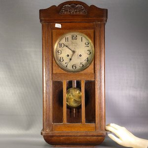 Reloj de Pared con Caja de Roble, Completo y Funcionando - imagen 3