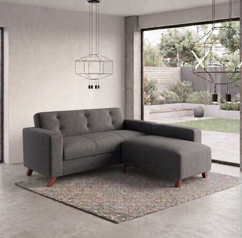Sofá Chaise Longue Gris de 2 Piezas Estilo Moderno