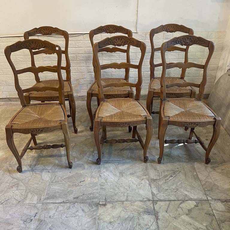 6 Sillas Provenzales con Asiento de Cardo - Medidas: 45x40x99cm