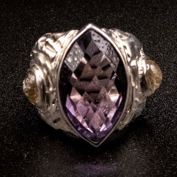 Anillo de Plata 950 con Amatista y Cuarzo Rutilo - imagen 1