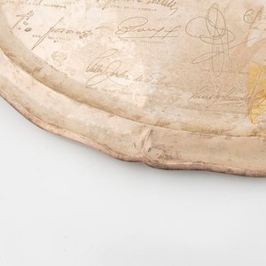 Bandeja Oval de Plata Mexicana 925 con Firmas y Dedicatorias - imagen 2