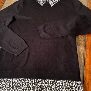 Buzo Negro Papaya con Cuello Camisa Estampado Talle 14 - imagen 3