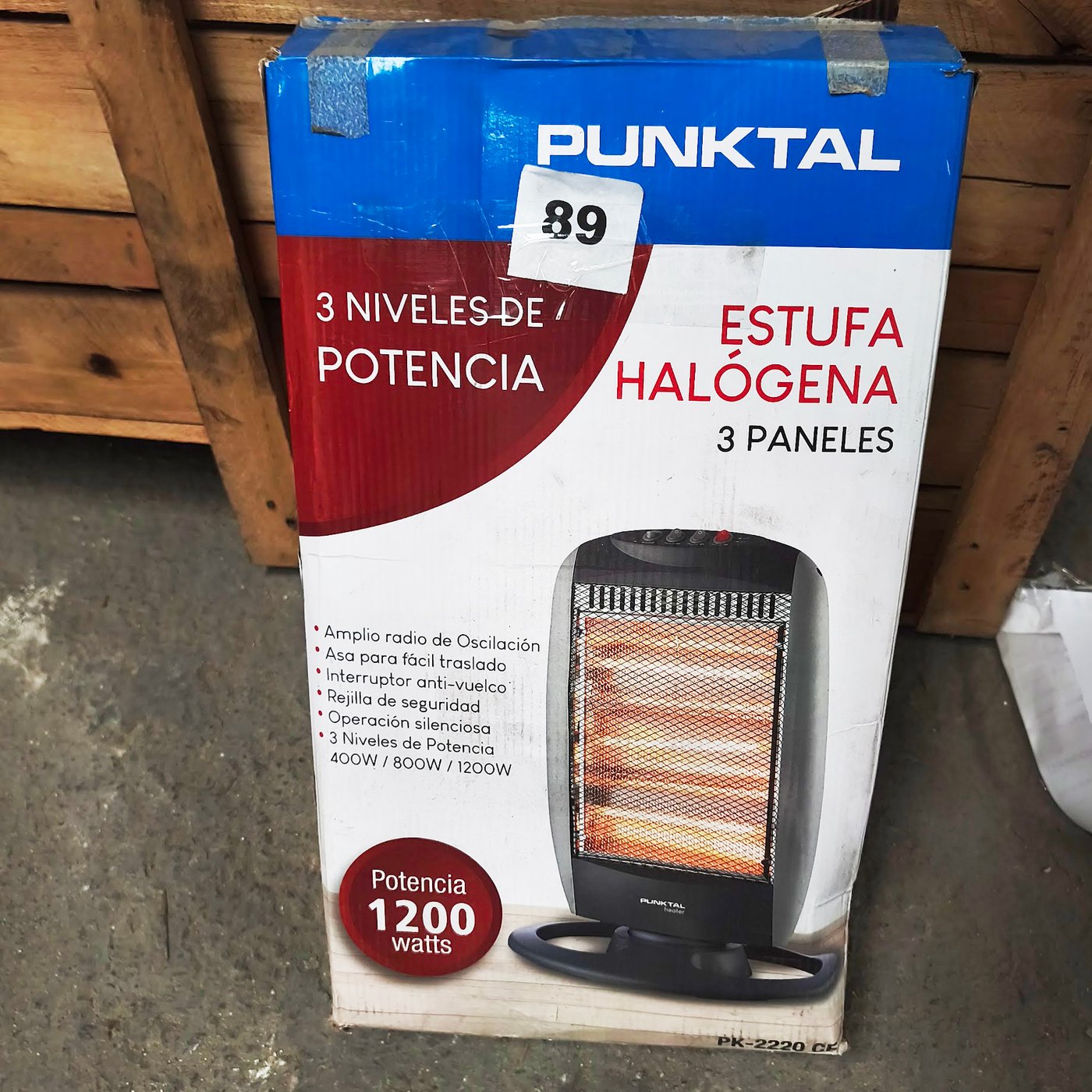 Estufa Halógena Punktal 1200W con 3 Paneles y Caja