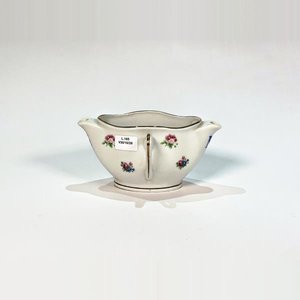 Salsera Oval de Porcelana Blanca con Decoración Floral y Asas Laterales - imagen 1