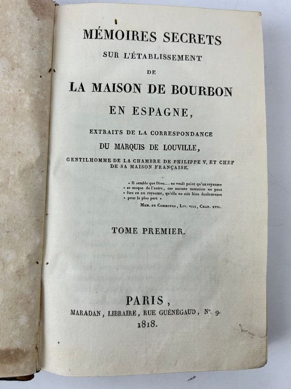 Dos tomos de Memorias secretas sobre el establecimiento de la Casa de Borbón en España - imagen 2