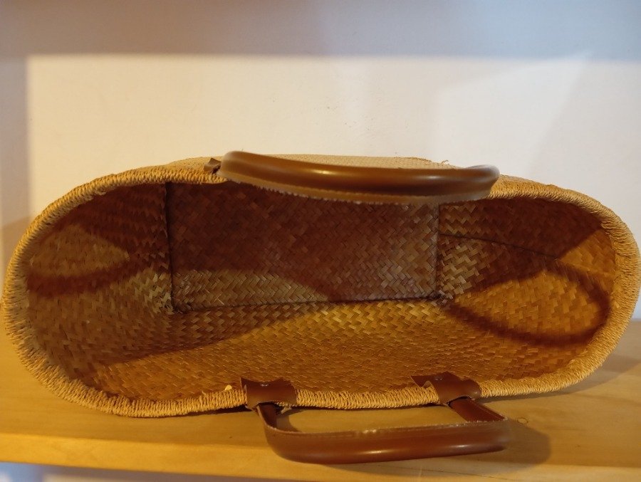 Canasta de mimbre tipo bolso grande con esterilla - imagen 5