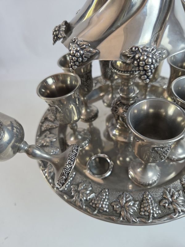 Juego divisor de vino Kiddush chapado en plata - imagen 9