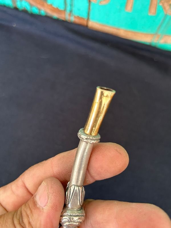 Bombilla curva muy antigua plata alta de colección - imagen 5