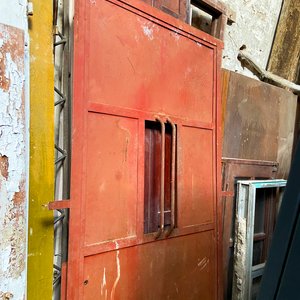 Puerta Doble Chapa Roja con Antióxido y Ventana 197x80 cm - imagen 3
