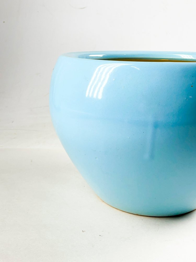 Macetero y taza en ceramica celeste - imagen 3