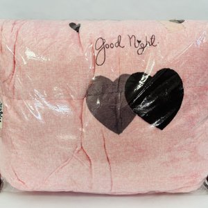 Lote siguiente: Acolchado Reversible Dos Plazas "Good Night" Rosa con Corazones