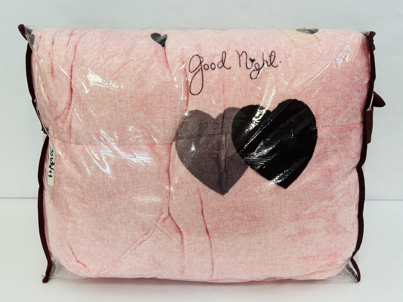 Acolchado Reversible Dos Plazas "Good Night" Rosa con Corazones