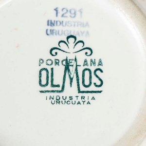 24 Lecheritas de loza Olmos, blanco con borde verde. Medidas: 6x8 cm - imagen 3