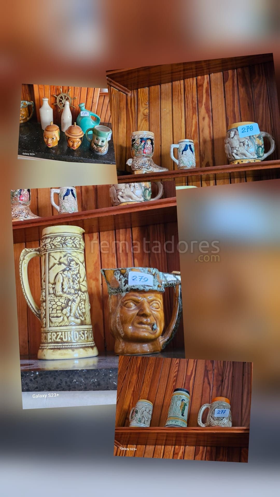 Jarras de cerveza antiguas de cerámica y porcelana
