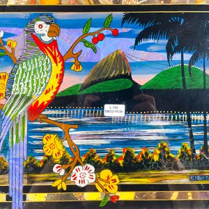 Bandeja Decorativa de Madera y Vidrio con Paisaje de Río de Janeiro - imagen 2