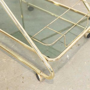 Mesa Bar Rodante Metálica Dorada con Vidrio Tintado - imagen 2
