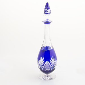 Botellón de Cristal Azul Tallado con Tapón - 33cm - imagen 2