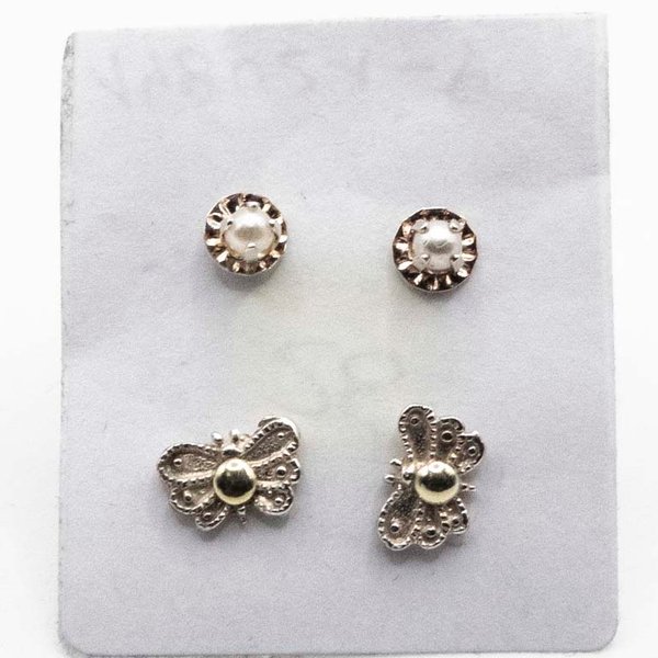 Dos Pares de Tornillos de Plata: Mariposa y Simil Perla - imagen 1