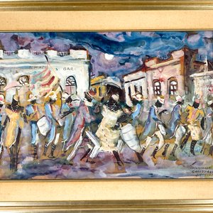 Cuadro "La Comparsa" de Rubén Galloza, Candombe Uruguayo, 32 x 49 cm - imagen 2