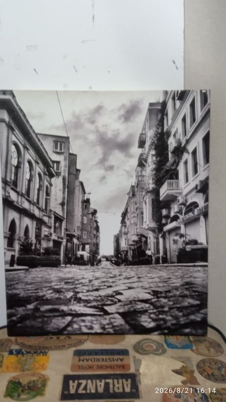 Impresión en Tela: Calle Urbana en Blanco y Negro
