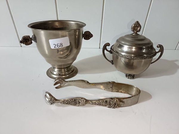 Juego de Azucarero y Cubitera de Metal con Pinza - imagen 1